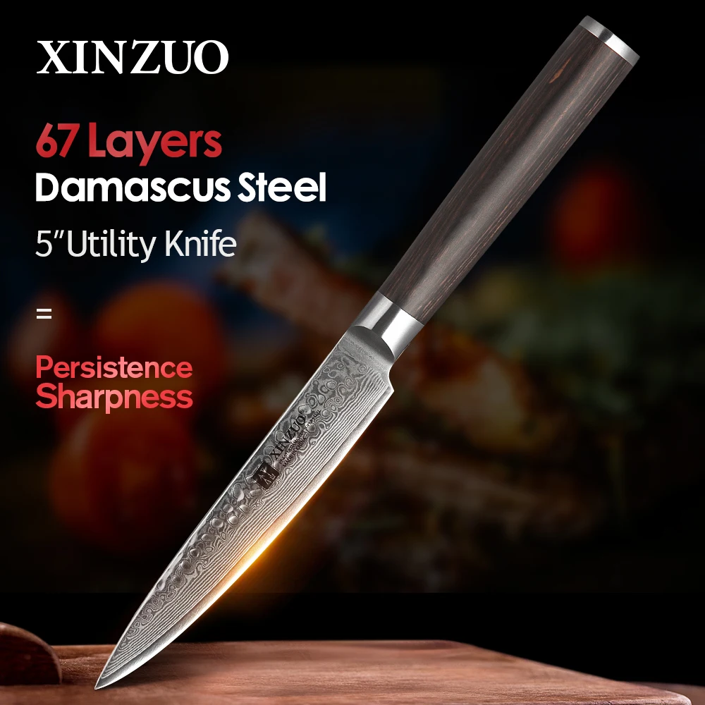 

XINZUO 5 "нож ручной работы японский VG10 дамасский кухонный нож новые кухонные ножи кухонный инструмент с деревянной ручкой Pakka
