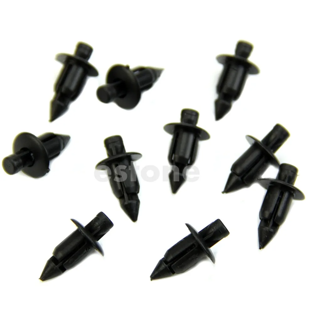 

New Car Bumper Fender 6mm Hole Black Plastic Rivets Fasteners for Toyota 10Pcs