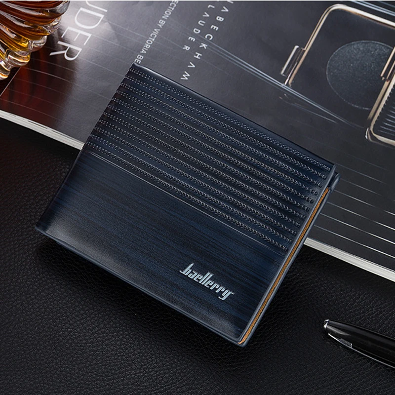 

BEALLERRY Letter Print Solid Color Men's Wallet High Quality Pu Leather Cion Purse Small Card Holder Wallet for Men
