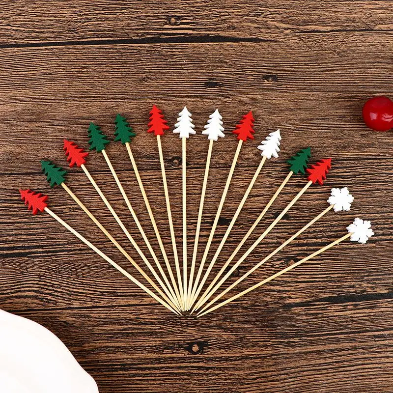 100 шт. рождественские Фруктовые палочки десерт буфетный салат вилка для торта