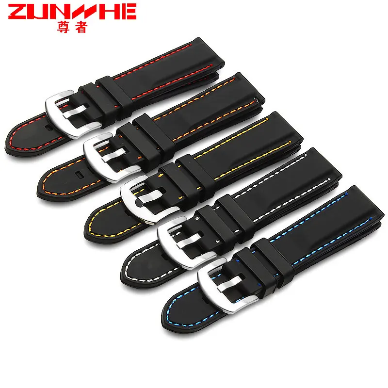 Силиконовый ремешок с пряжкой водонепроницаемые 22 мм резиновый для часов citizen seiko