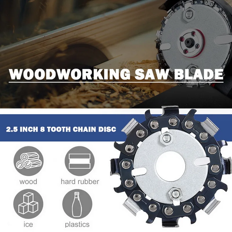 2.5 Inch 8 Teeth Chain Disk Carving Grinder Disc Woodworking Chainsaw With Angle Grinders Power Tool Accessoires | Инструменты
