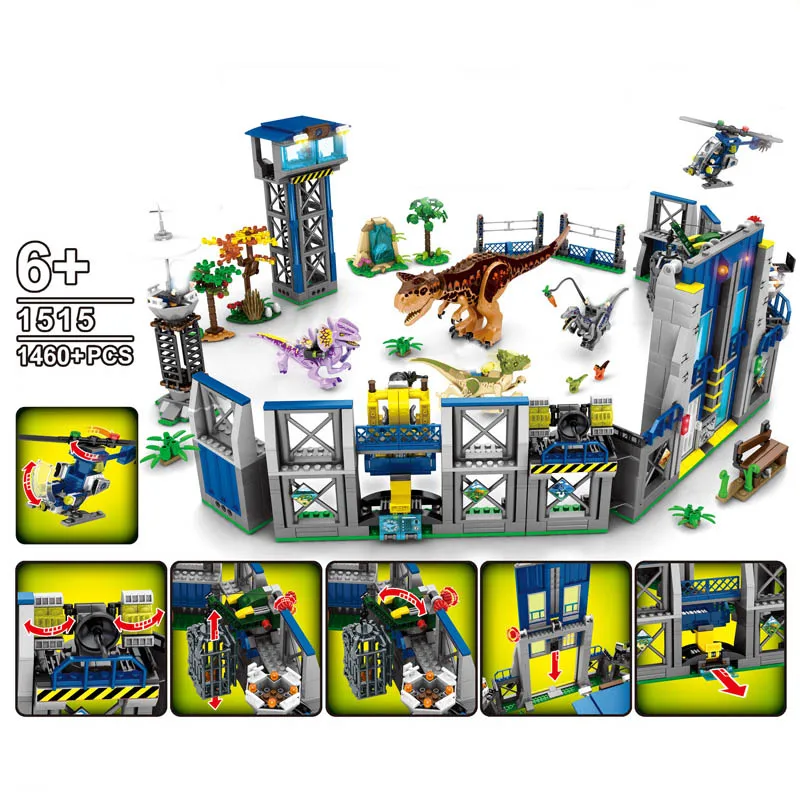 Конструктор Парк Юрского периода индорапторы тираннозавр игрушечные блоки