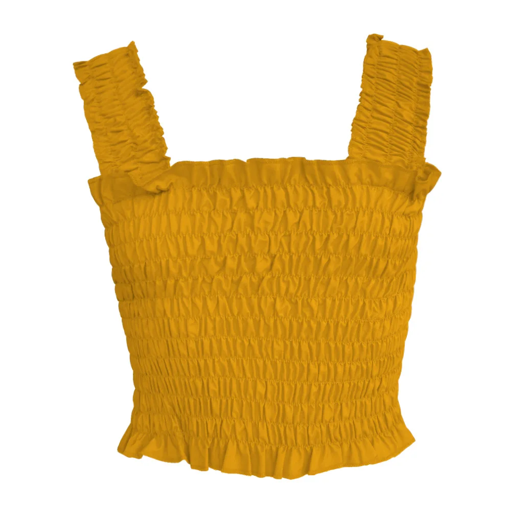 Топ женский плиссированный укороченный модная Клубная одежда майка с рюшами