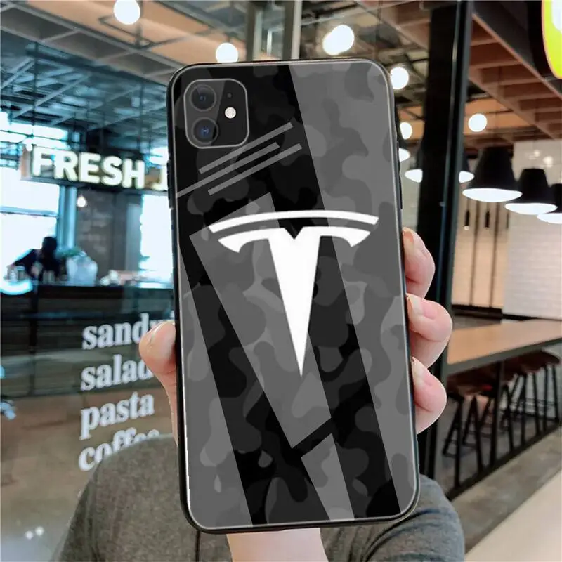 

Tesla Logo Phone Cases Tempered Glass For Iphone6plus 6S 7 7plus 8 X XS XSmax XR 11 12 Pro Max 12mini