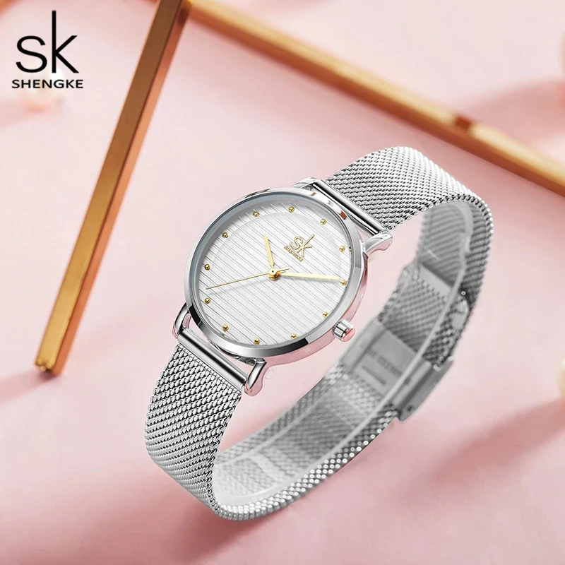 Shengke 2022 брендовые кварцевые наручные часы модные для женщин Повседневное платье