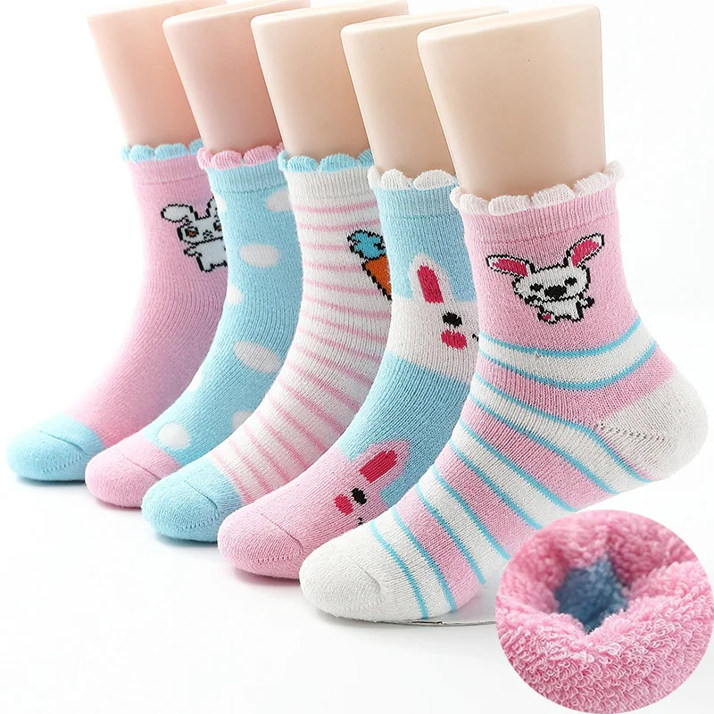 Новинка 2019 зимние носки для девочек бархатные толстые хлопковые кружевные