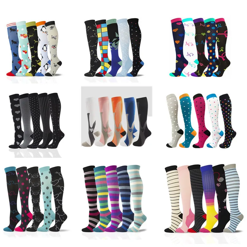 

Dropship Unisex Compression Socks 1/2/3/6/7/8 Pairs Football Socks Long Tube Outdoor Sports Nursing Hiking Running Fitness Socks