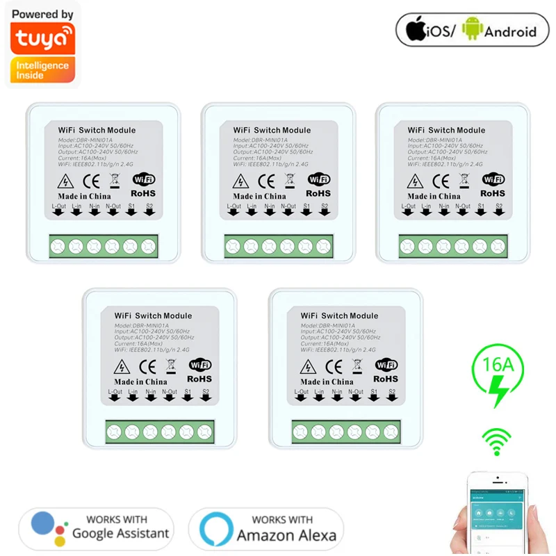 

Мини-модуль Wi-Fi с управлением через приложение Smart Life, 16 А