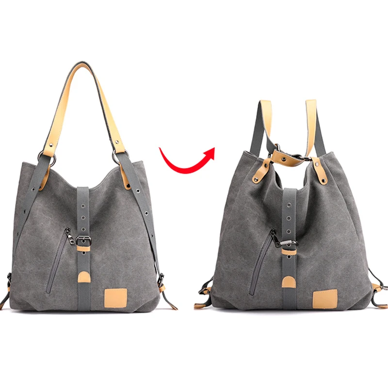 

Canvas Women Shoulder Bags Multifunction Handbag Back Pack For Students School Travel Large Capacity Big High Quality Casual