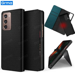 Grma Luxury All Covered Vegan Leather Carbon Fiber Flip Case For
Samsung Galaxy Z Fold2 Fold 2 Folder 2 5G Foldable Phone Cover