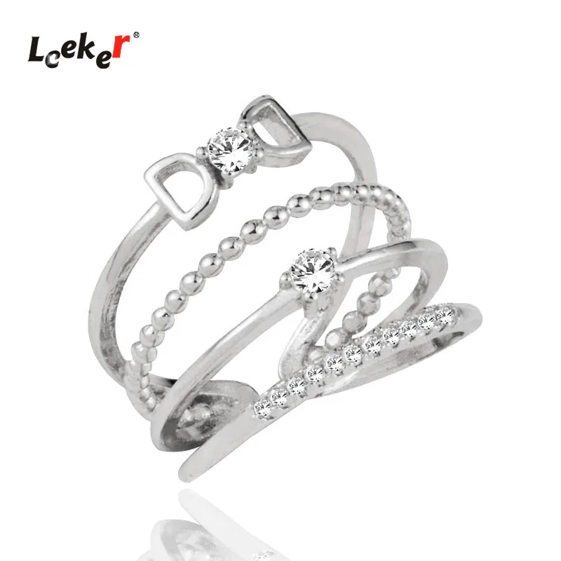 LEEKER готический стиль 4 слоя кольца регулируемый размер розовое золото серебро