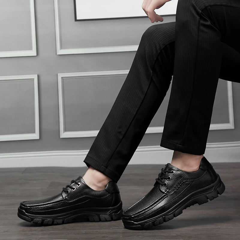 

Genuine Leather Shoes Men Cow Leather Casual oxfrods Shoes Men alce up High Quality Men Flats Walking lace up Men Shoes