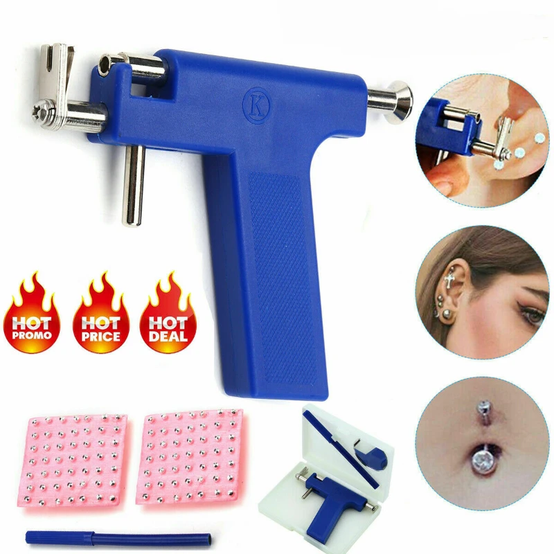 

Ear Piercing Gun Set with Ears Studs Tools Ear Nose Lip Body Navel Piercing Tool Disposable Sterile with 98pcs Ear Studs Gun Kit