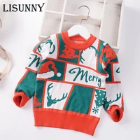 2021 autumn winter kids christmas boy sweater color matching children clothing baby cotton jumper top toddler knit pullover 2 7y