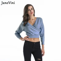 janevini fashion women ladies sweaters spring autumn v neck womans pullover casual slim jumper female long sleeve crop tops