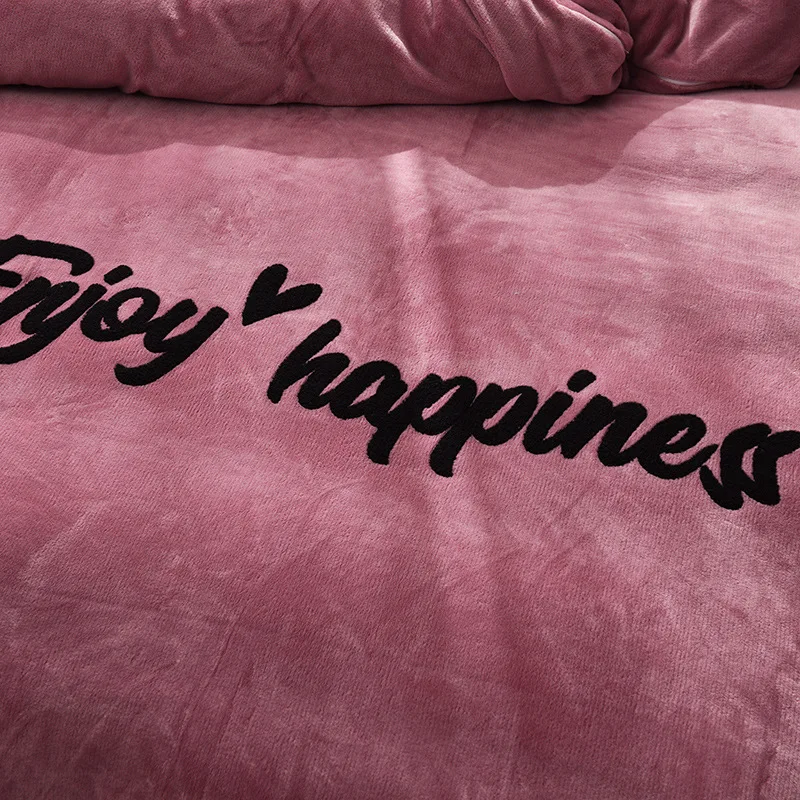 Однотонный фланелевый Комплект постельного белья с цветными кристаллами