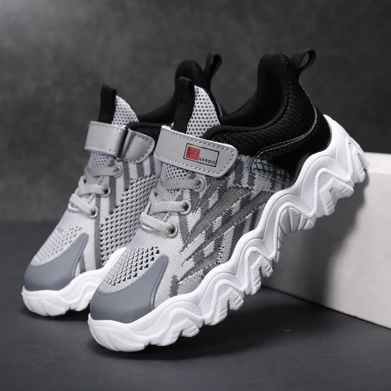 

Boys' sports shoes 2021 spring Korean flying woven breathable children's net shoes children's shoes middle and big children's