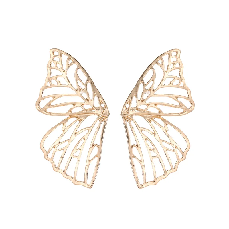 Hollow Butterfly Gold Color Stud Earrings for Women Big Exaggerated Party Wedding Fashion Jewelry Accessories New Design | Украшения и