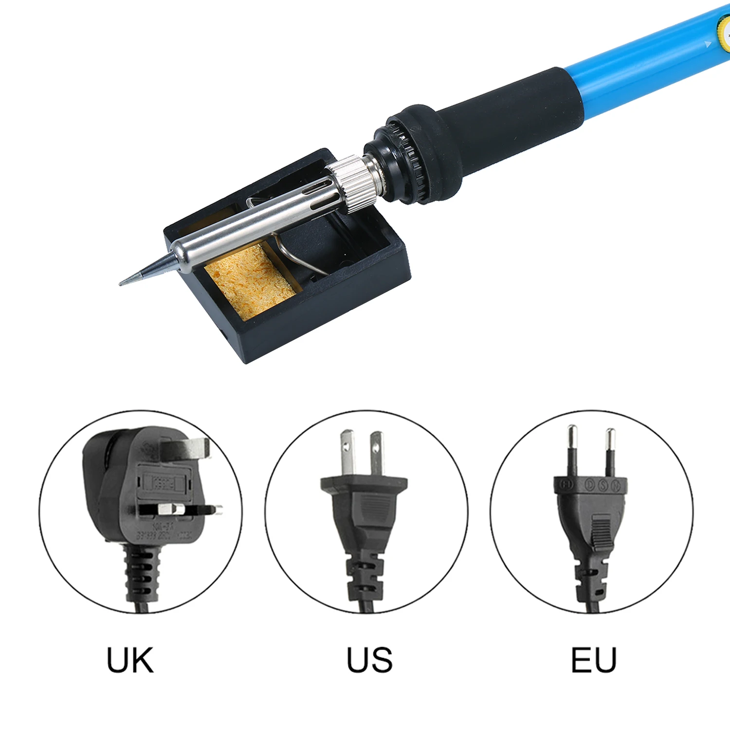 

Electric Soldering Iron Kit 60W Adjustable Temperature Welding Tool with 5 pcs Solder Iron Tips Portable PU Carry Bag EU Plug