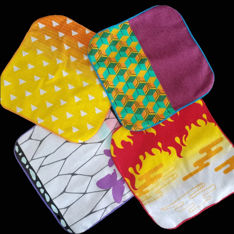 Anime Cosplay Demon Slayer Face New Pure Cotton Towel Kids Unisex Cotton Bath Towel Square Scarf for Children Accessories