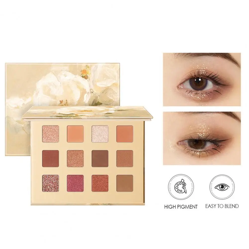 

12 Colors Eyeshadow Palette Not Blooming Fine and Smooth Powder Pressed Matte Glitter Makeup Eyeshadow for Daily Makeup Eyeshado