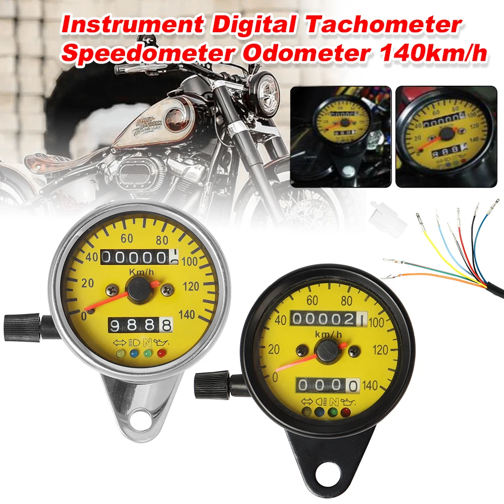 

Universal Motorcycle Instruments 12V 140km/h Dual Odometer Speedometer Gauge Speed Meter Night Light Backlight for Motorbike