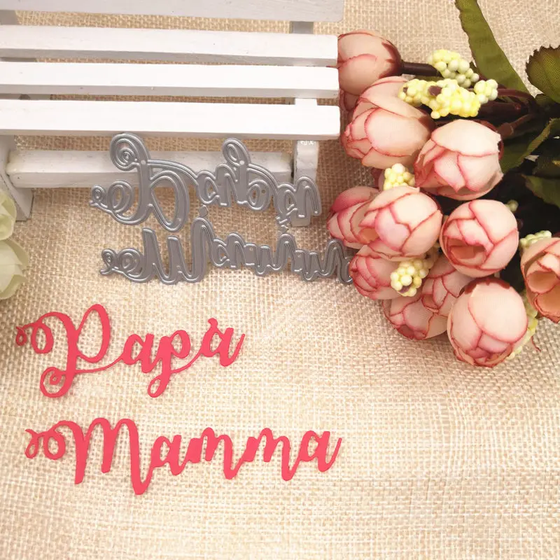 papa mamma 3cm high Новые итальянские буквы металлические режущие штампы трафареты шаблон для скрапбукинга карты Альбом тиснение Декор DIY металлические поделки подарок - Цвет: papa mamma 3cm high