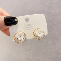 korean temperament sweet flower pearl s925 silver needle earrings female fashion personality simple small earrings