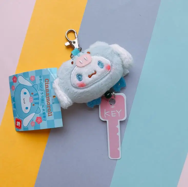 1 Pc new cute Plush Telescopic Keychain Cartoon melody Pudding Cinnamoroll Dog Pendant Stuffed Plush Toys Plush Doll Gift