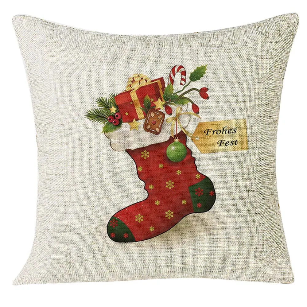 Рождественские наволочки чулки детский подарок рождественский принт льняная
