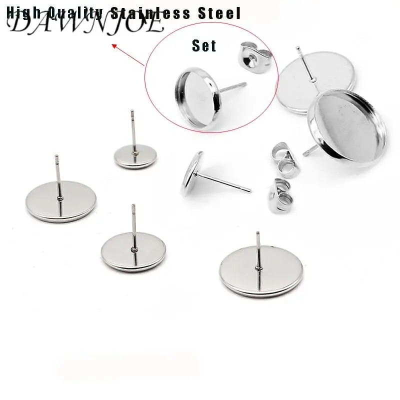 Сережки из нержавеющей стали кабошон для самостоятельного изготовления