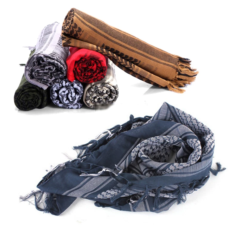 110x110cm Outdoor Cotton Hunting Scarves Military Arab Tactical Desert Scarf Army Shemagh with Tassel  Bandana Scarf