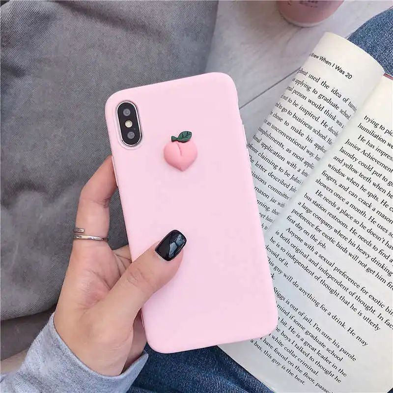 light pink peach 3D Симпатичные Фрукты чехол для Samsung Galaxy J2 j3 j4 j5 j6 j7 j8 pro plus Prime core банан персик виноград мягкий funda - Цвет: light pink peach