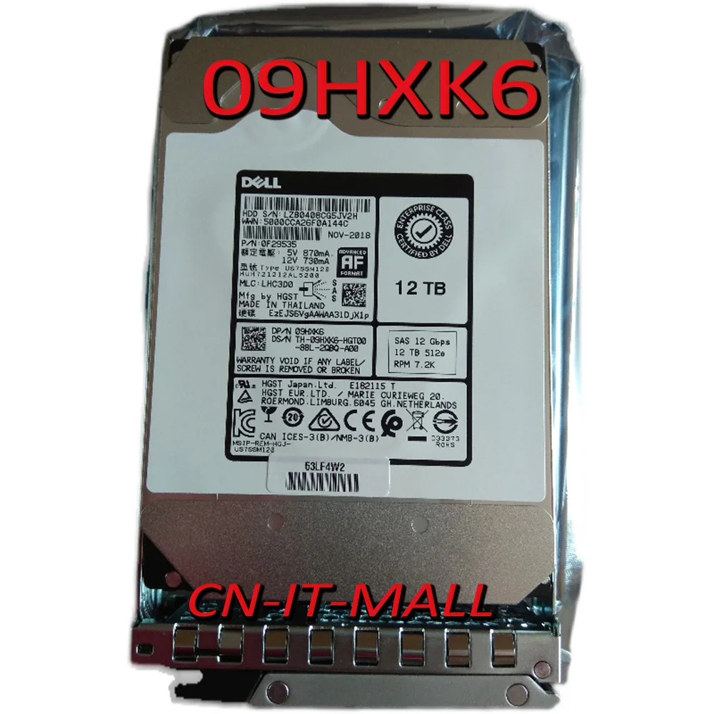

3,5 12 ТБ HUH721212AL5200 09HXK6 9HXK6 12T SAS 12 ГБ/сек. 256M жесткий диск