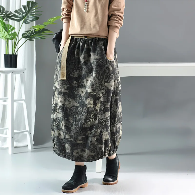 Женская джинсовая юбка в стиле ретро свободная повседневная из денима девушки