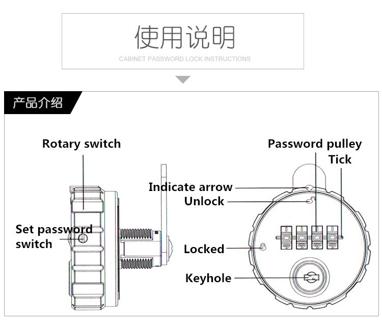 Блокировка пароля/ключа шкафа механический замок семейный файл двойная