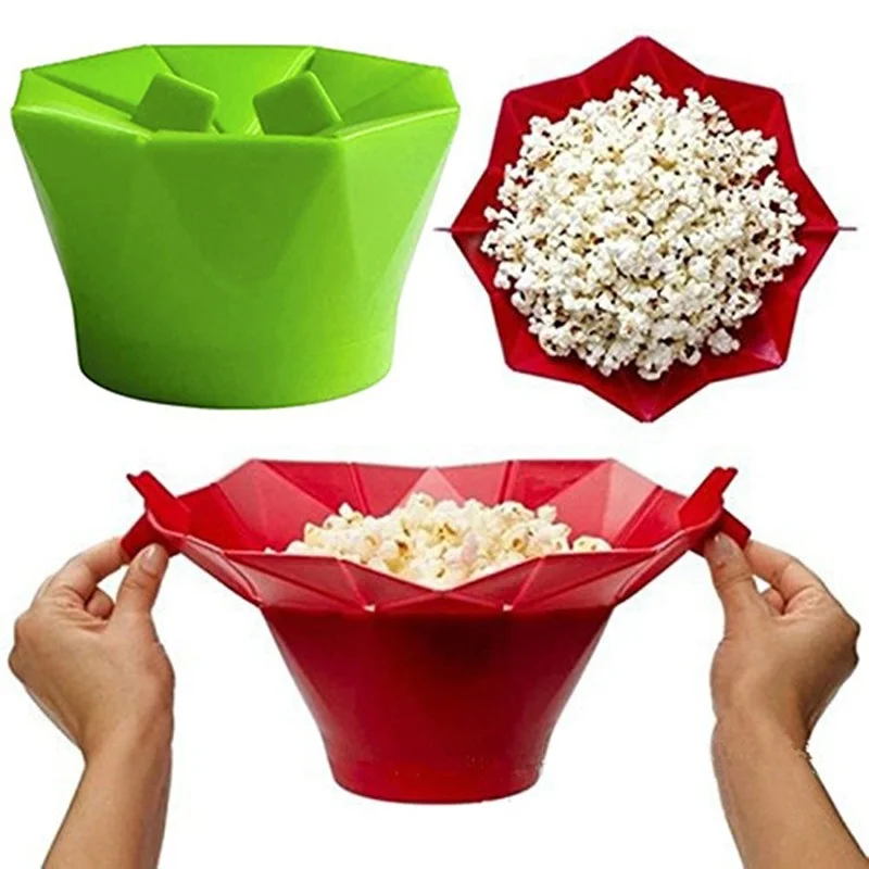 Микроволновая печь Popcorns чайник складной силиконовый аппарат для приготовления попкорна чаши воздушная Кукуруза миска с крышкой для дома DlY горячий воздух креативный твердый