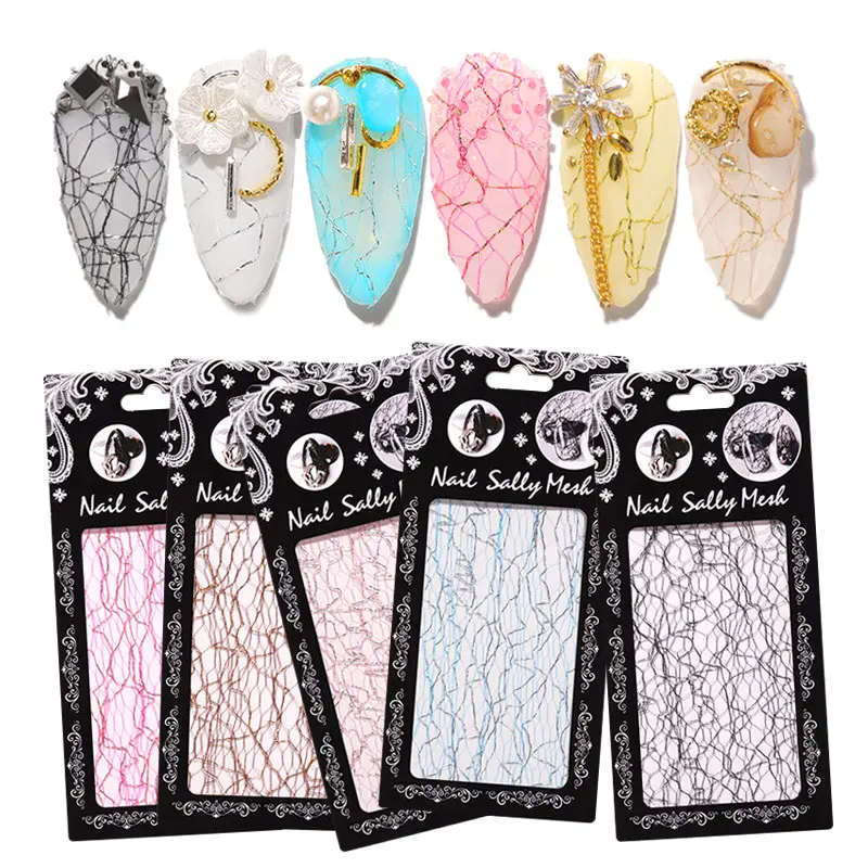 8 pcs/box Silk Foil Mesh 3D Nail Art Decoration Strip Tape Line Decal Sticker Tips Polish UV Gel Design Manicure DIY Accessories | Красота и