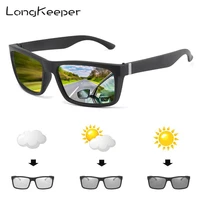 longkeeper chemeleon photochromic sunglasses men square polarized sun glasses for driving male discoloration oculos uv400