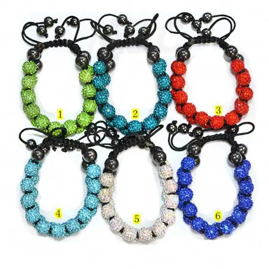 

Hot !Free Shipping! Double row 10mm 6Pieces /Lot RHT micro pave Disco Ball Beads crystal crystal bracelet. Fasion