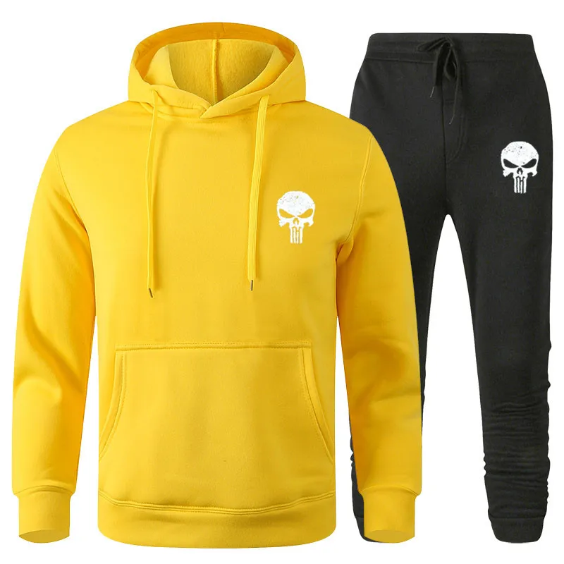 

2021 European and American new printed polar fleece pullover hoodie suit men's casual hoodie street sweatshirt skull head origin