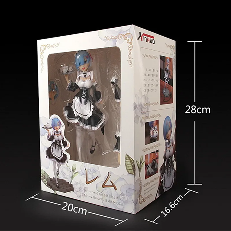 

20CM Anime Re:Life in a different world from zero Rem Figure Face change Maid outfit tray Meteor hammer Rem Action Figure Model