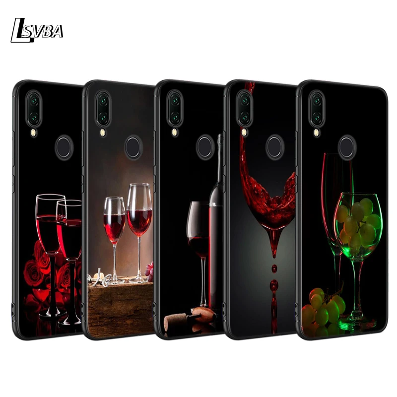 Черный чехол из ТПУ для Redmi 8A 8 7A 7 оболочка бокал Красного вина Xiaomi 4X 5A 6 6A S2 K20 GO Pro