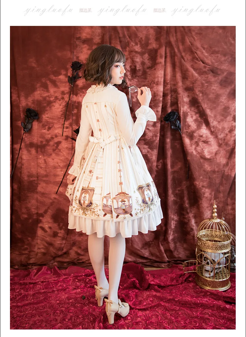 Шифоновое платье с длинным рукавом оригинальный дизайн принцессы принтом из