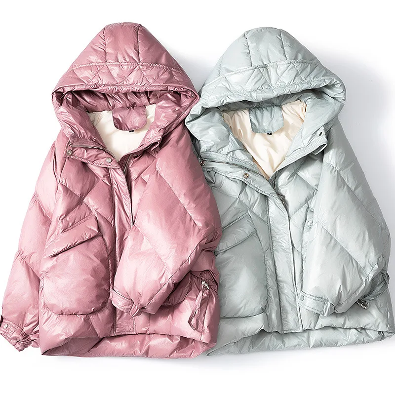 Новая зимняя Ультра Легкая белая куртка на утином пуху Женская тонкая Длинная