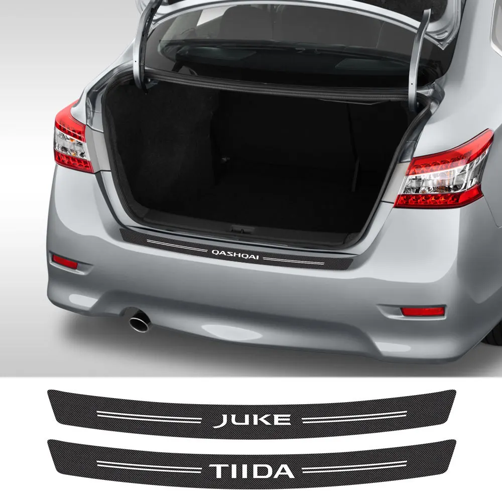 

Leather Car Rear Bumper Stickers Trunk Guard Plate Molding Accessories For Nissan Qashqai Juke Leaf Micra Sentra Teana Patrol