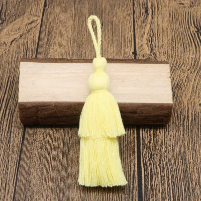Light Yellow 12 см длинная хлопковая кисточка 2 слоя дизайн цветная кисточка для поделок телефон подвеска брелок подвесной мешок украшение одежды 1 шт - Цвет: Light Yellow