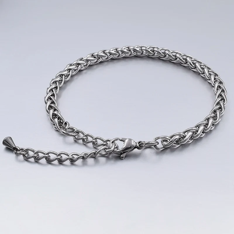 8mm wheat chain Ювелирные изделия летние пляжные браслеты на ногу лодыжки браслеты для женщин ножная цепочка простые мужские ножные браслеты из нержавеющей стали серебристого цвета - Окраска металла: 8mm wheat chain