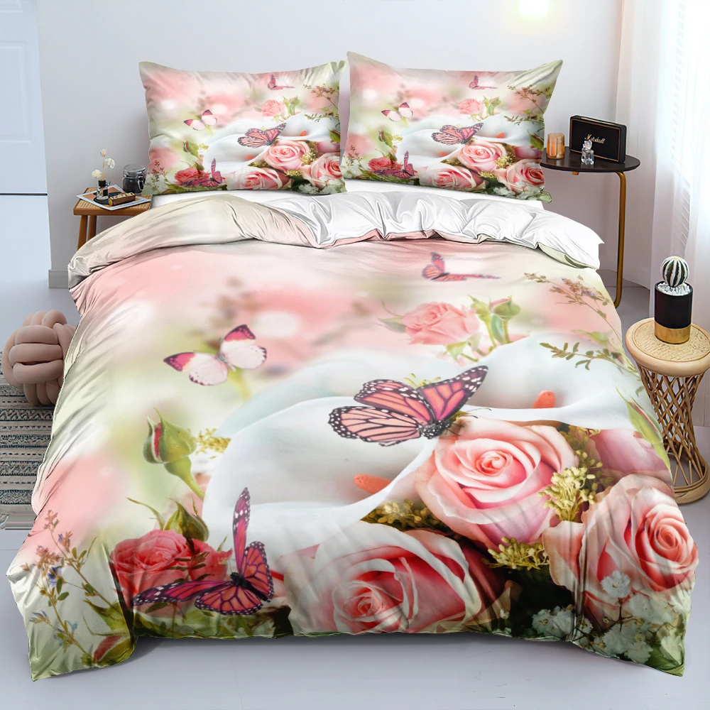 

Classic 3D Flower Bedding Sets Quilt Cover Set Comforter Covers Pillowcases Duvet Cover Linens Bed Full 140x200 Size Bedspreads